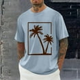 thumbnail image 2 of ZCFZJW Mens Fashion T-Shirts Tropical Palm Tree Print Summer Short Sleeve Regular Fit Basic Crewneck Beach Vacation Tees Tops Loose Soft Cotton Pullover Light Blue XXL, 2 of 5