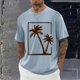 thumbnail image 1 of Tops para hombre, blusas y camisas de cuello redondo y manga corta para hombre, blusas casuales de moda con cuello redondo y estampado para hombre, blusas de poliéster para hombre., 1 of 5