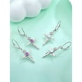 thumbnail image 5 of VESITIM Cross Earrings for Women Rose Flower Earring 925 Sterling Silver Dangle Drop Religious Jewelry Gift with Heart White Opal Birthstones, 5 of 7