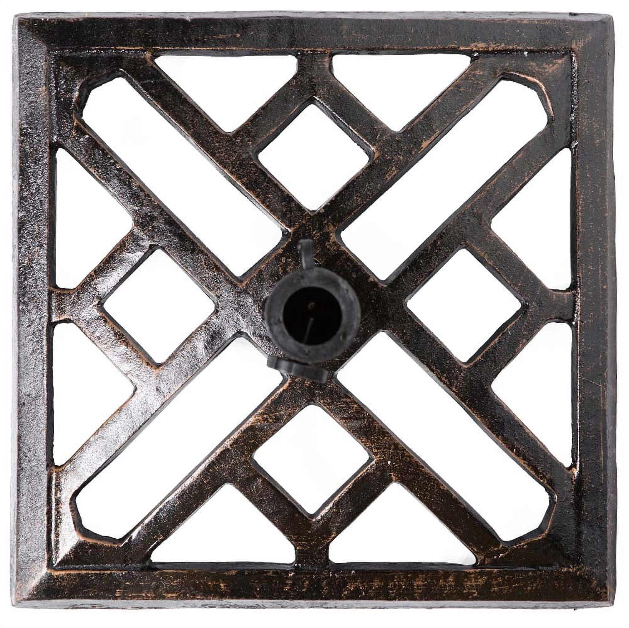 Gardenised QI003816 17.25 x 13 in. Square Cast Iron Umbrella Base Stand, Bronze