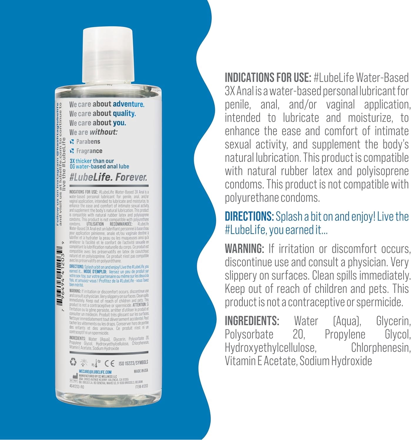 Lube Life, Anal Lube, 8 fl oz, Extra Thick Water-Based Lubricant