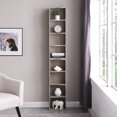 thumbnail image 2 of 8 Layer Tall Narrow Bookshelf Ultra Thin Adjustable Shelf with Wavy Border, Compact Corner Bookcase, Multi Functional Bookshelves, Aesthetically Pleasing, for Home Office, Study, Gray, 2 of 9