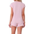 thumbnail image 3 of INSPIRE CHIC Womens Cap Sleeve Pajamas Tops with Shorts 2 Piece Soft Round Neck Casual Pjs Loungewear Sets XL Pink, 3 of 5