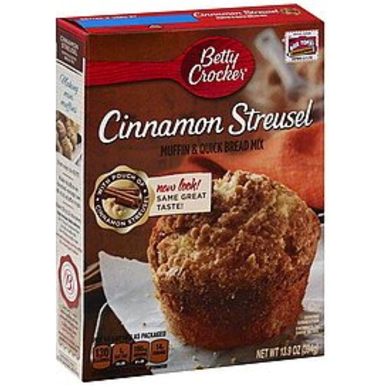 Betty Crocker Premium Muffin & Quick Bread Mix, Cinnamon Streusel, 13.9-Ounce Boxes (Pack Of 4)