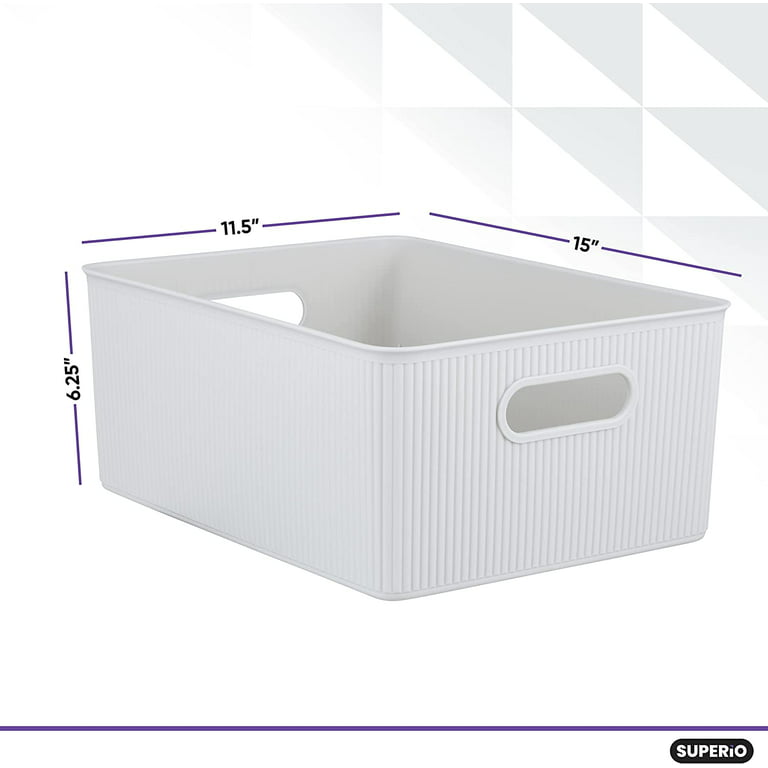 Superio Small Ribbed Plastic Storage Basket Organizer (2 Pack