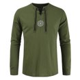 thumbnail image 2 of LYXSSBYX Men's Performance Long Sleeve Shirt Moisture Wicking Crew T-Shirt Cotton Linen Solid Drawsting Shirts Tops Blouses, 2 of 3