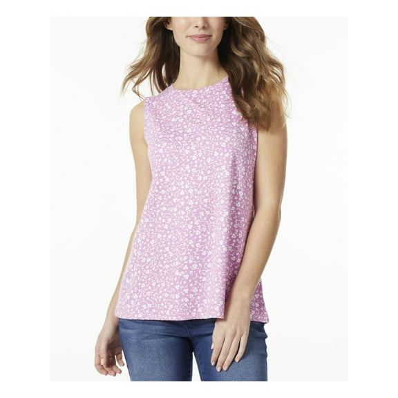 JONES NEW YORK Womens Pink Printed Sleeveless Round Neck Tank Top M