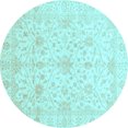 thumbnail image 1 of Ahgly Company Indoor Round Oriental Light Blue Traditional Area Rugs, 3' Round, 1 of 4