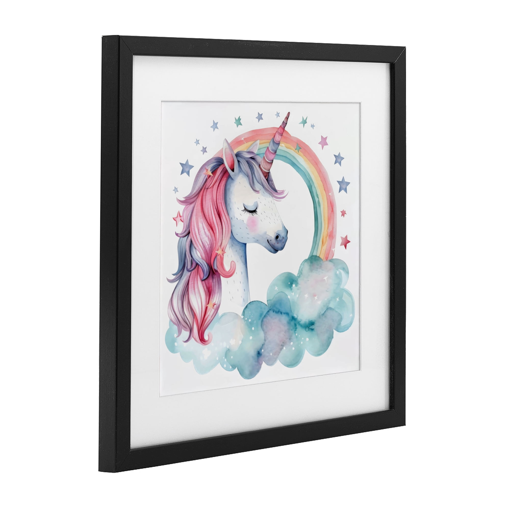 Stupell Industries Starry Rainbow Unicorn Black Framed Print Under Glass, design by Creative Studio