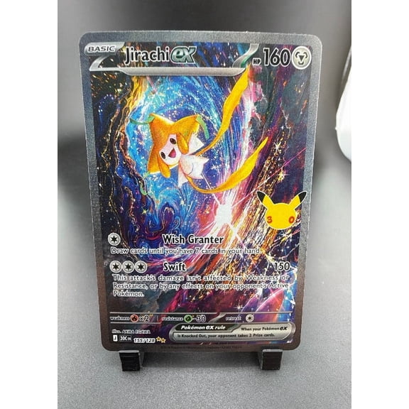Collectible 2026 Pokemon 30th Celebration Jirachi EX Holo Secret Rare SAR Trading Card 155/128