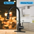 thumbnail image 2 of UWR-Nite Kitchen Sink Faucet Brushed Nickel with Pull Down Sprayer 3 Mode Faucet for Kitchen Sink Single Handle, Stainless Steel Pull Out Kitchen Faucet Bar, Deck Plate Include, 2 of 7