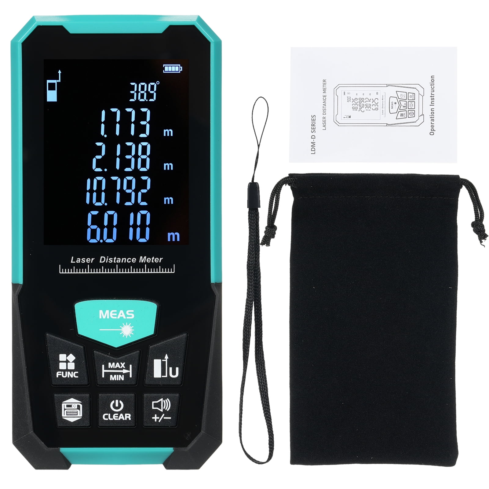 Tape Profesional  Distance Meter 100m/328ft  Tape Measure Rangefinder With Single Continuous Volumes Area Pythagoras Measurement Modes Digital Range Finder USB Charging