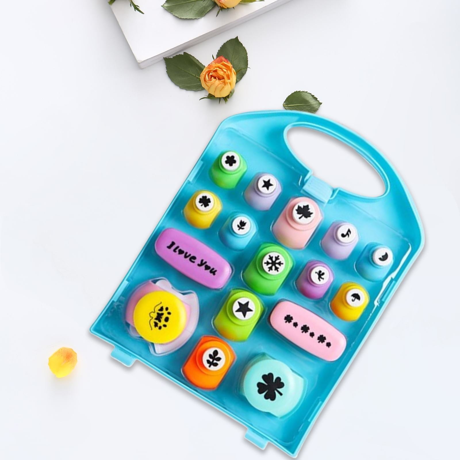 RUIG Creative Children's DIY Punch Craft Kit Craft Punch Shapes Set Creative Children's Craft Punch Shapes Set Craft Paper Punch Leaves Butterfly Heart Flower Punch DIY Project