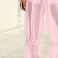 thumbnail image 2 of FAHXNVB Women Lace Trim Long Bloomers Elastic Waist Ruffle Pantaloons Cropped Flared Slips Pants Solid Color Soft Comfy Capri Pajama Bottoms, 2 of 4