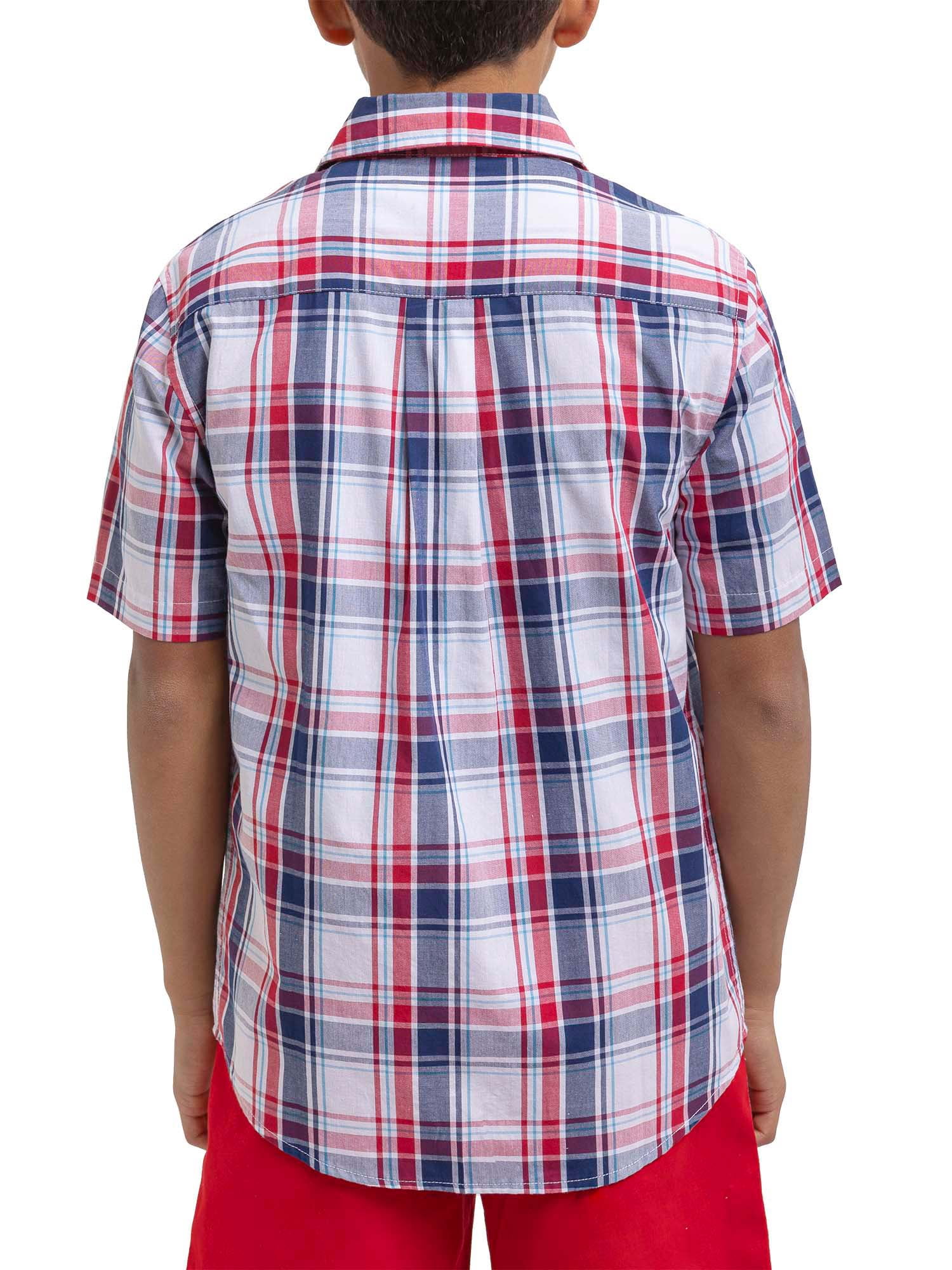 U.S. Polo Assn. Boys Short Sleeve Woven Button Up Shirt, Sizes 4-18