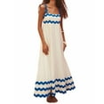 thumbnail image 3 of Women Summer Sleeveless Dresses Spaghetti Straps Smocked Rickrack Trim Boho Flowy Loose A-Line Maxi Dress, 3 of 6