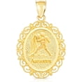 thumbnail image 4 of Floreo 10k Yellow Gold Round Horoscope Zodiac Sign Acquarius Pendant with Cable Chain Necklace, 4 of 5