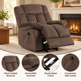 thumbnail image 5 of UHOMEPRO Power Lift Recliner Chair for Elderly, Overstuffed Electric Recliner with Soft Fabric Upholstery, Padded Armrests and Side Pocket for Living Room, 300lbs, Coffee, 5 of 9