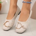 thumbnail image 5 of Miluxas Womens Square Toe Flats, Decorative Buckle Ballet Shoes, Soft Slip On Casual Flats, Low Heel Work Shoes for Women White 9.5(43), 5 of 9