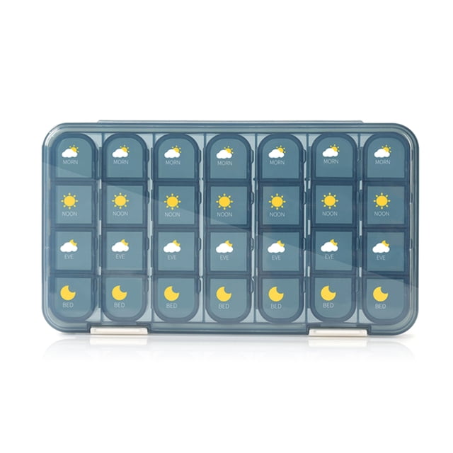 Píldora Organizador 7 Días Pastillas Portátiles Caja Azul Medicina Mensual Splitters Vitamins Casos en Box Package para personas mayores tipo2 Inevent HA027434-02