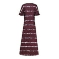 thumbnail image 3 of VEKDONE Women's Plus Size Maxi Dress Loose Fit Flowy Stripe Dresses Summer Short Sleeve V-Neck Tunics Long Dress Casual Lightweight T-shirt Dress, 3 of 6