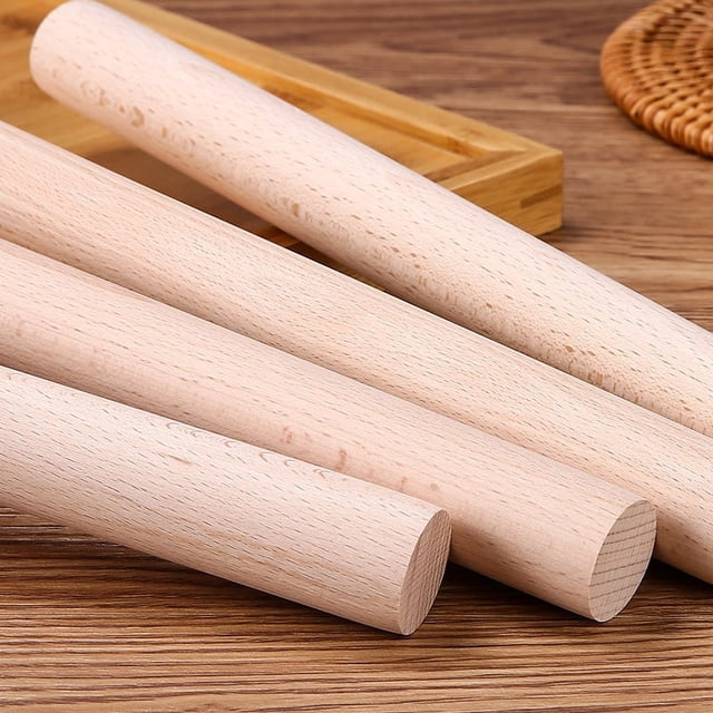 Rodillo de madera maciza de haya Herramienta para barro de cerámica Rodillo de madera Molde para galletas Palo para amasar barro Palo para amasar barro Palo para impresión