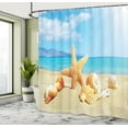 thumbnail image 5 of Ambesonne Summer Shower Curtain, Beach Sand with Starfish, 69"Wx70"L, Aqua Ivory Mustard, 5 of 5