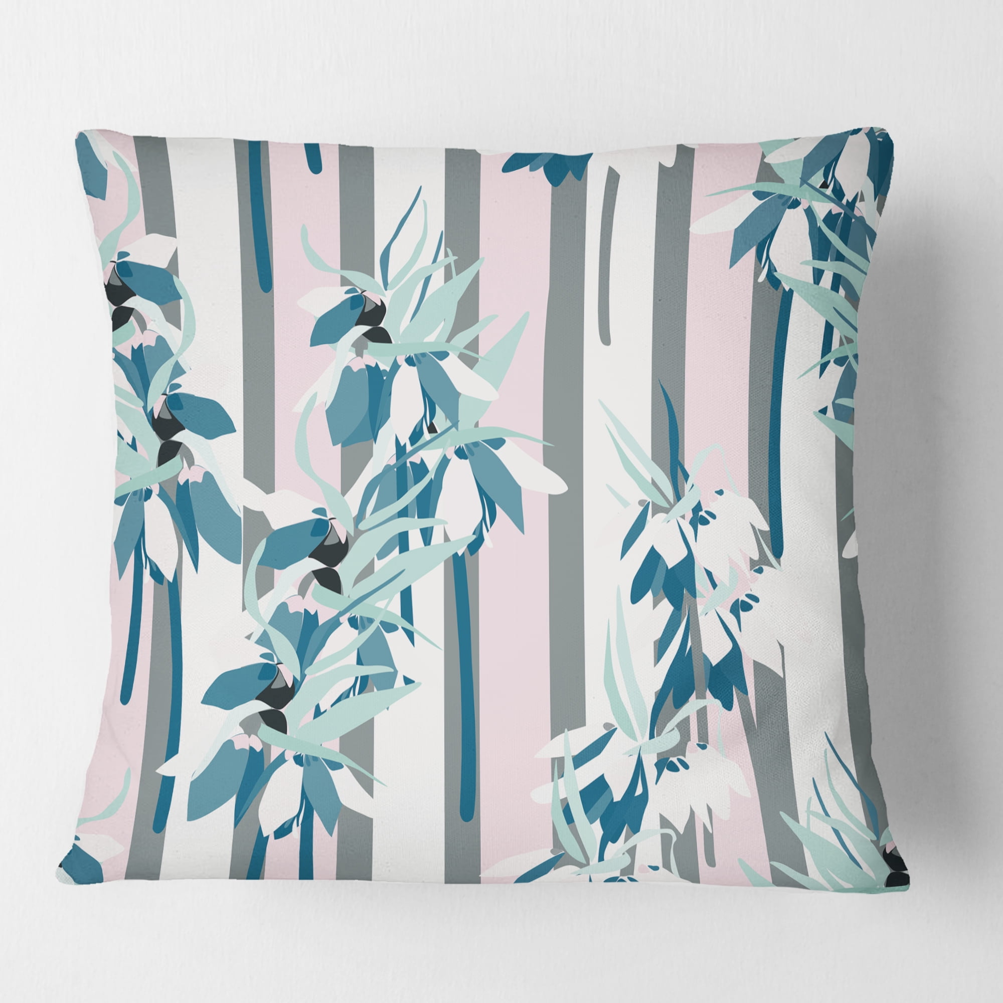 Designart Retro Handdrawn Lilies' Mid-Century Modern Throw Pillow - 18x18