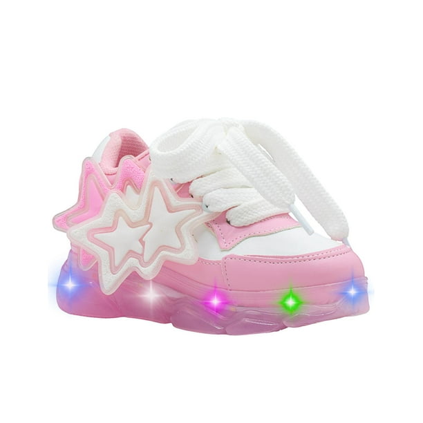Tenis Luces Para Niña Estrellas Tendencia Contactel Rosa rosa 21
