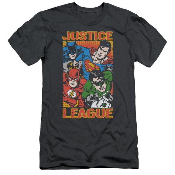 JLA Justice League Hero Mashup S/S Adult 30/1 T-Shirt Charcoal