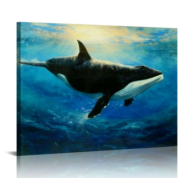 Acheng Artwork Modern Framed Canvas Paintings Killer Whale orcinus orca Adult Wall Art Prints Posters Picture for Wall Decoration Home Office Living Room Gift picture 1