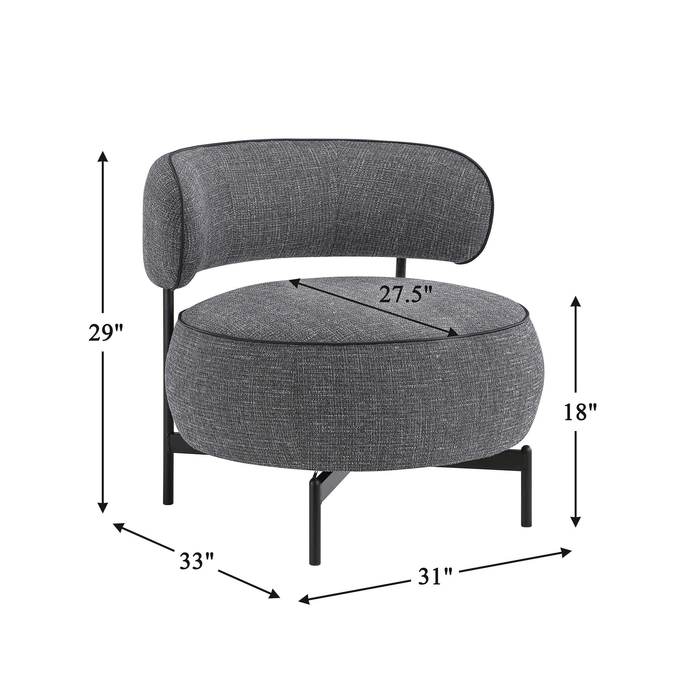 OakvillePark Varn Contemporary Chenille Swivel Chair, Gray
