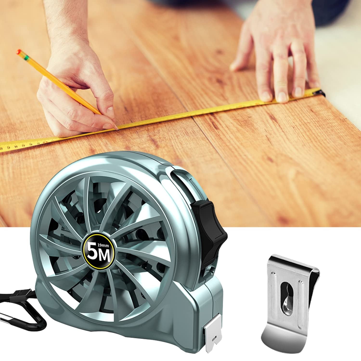 Gamvdout 5m/16.4ft Retractable Tape Measure, Nickel Plated Stainless Steel Tape Measure, High Grade Hollow Industrial Grade Waterproof Anti-Rust Corrosion-Resistant