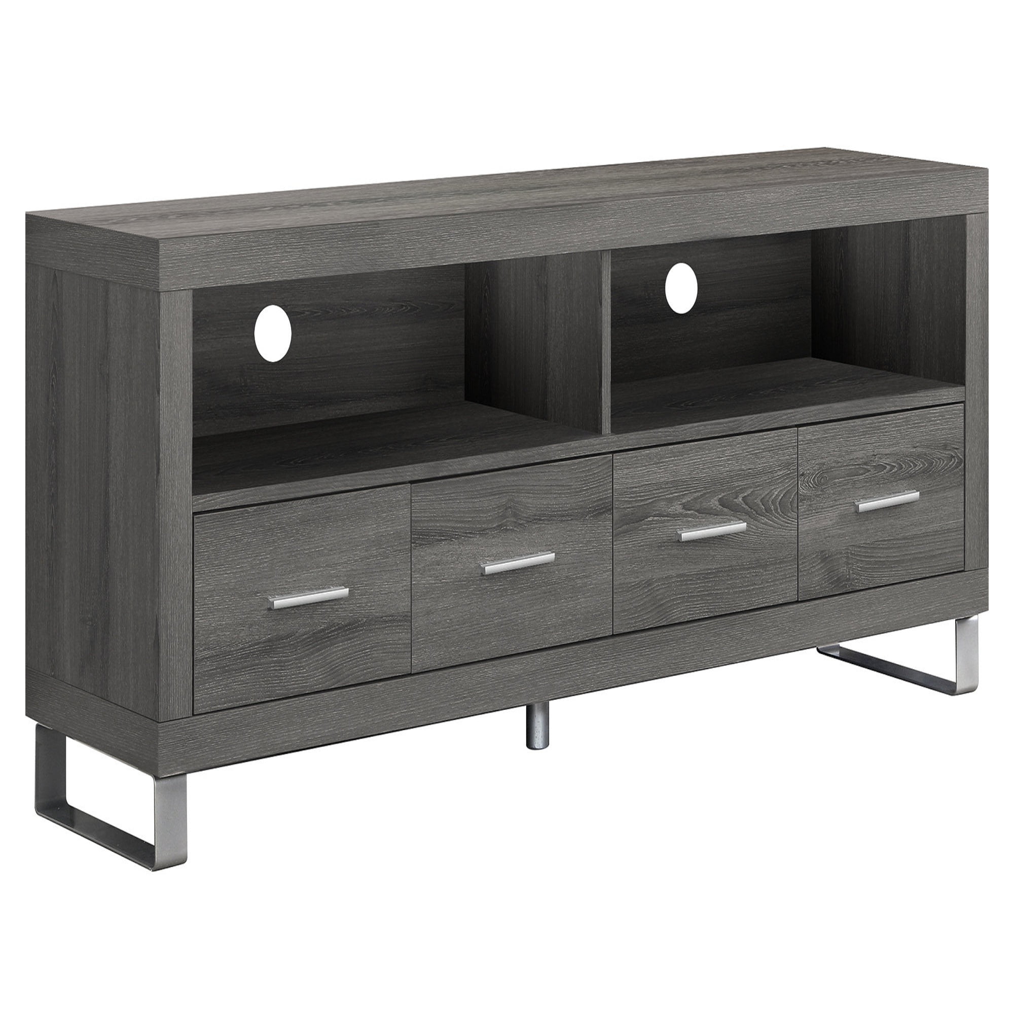 60" Taupe Gray Contemporary Rectangular TV Stand with Storage Drawers