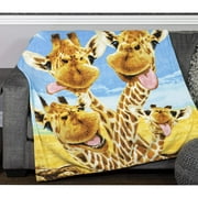 Dawhud Direct Giraffe Selfie Super Soft Plush Fleece Throw
