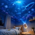 thumbnail image 2 of Galaxy Projector Night Light, 2-in-1 USB Star Lamp with Galaxy Ocean and Moon Projection Films, Adjustable Brightness and 360° Rotation for Bedroom Ceiling Wall Home Decor, 2 of 8