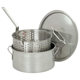 GasOne 30Qt Aluminum Stock Pot With Strainer Basket & Lid - Large Deep Fryer Pot For Turkey, Seafood