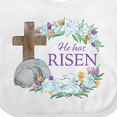 thumbnail image 4 of Inktastic Easter He Has Risen with Cross and Flowers Boys or Girls Baby Bib, 4 of 4