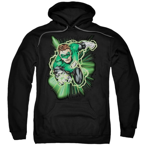 JLA Justice League Green Lantern Energy Adult Pullover Hoodie Sweatshirt Black