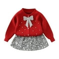 thumbnail image 2 of ATOGUTA Skirt And Sweater Set For Girl Button Down Cardigan Sweater Winter Coat Set Fall Winter 2 Piece Outfits Size 1T-8, Red, 2 of 5