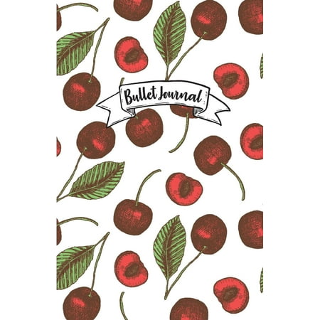 Bullet Journal : Red Cherry Drawing Pattern Cover: Notebook, Bullet Journal Dotted Grid, 100 Pages (5.5 X