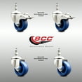 thumbnail image 2 of 3 Inch 316SS Solid Polyurethane 3/8 Inch Threaded Stem Caster Set 2 Lock Brake, 2 of 2