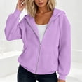 thumbnail image 3 of Dvprdro Casual Long Sleeve Pullover Hoodie for Women Fall Fashion Solid Color Hooded Zip-Up Sweatshirt Jackets Purple XL, 3 of 5