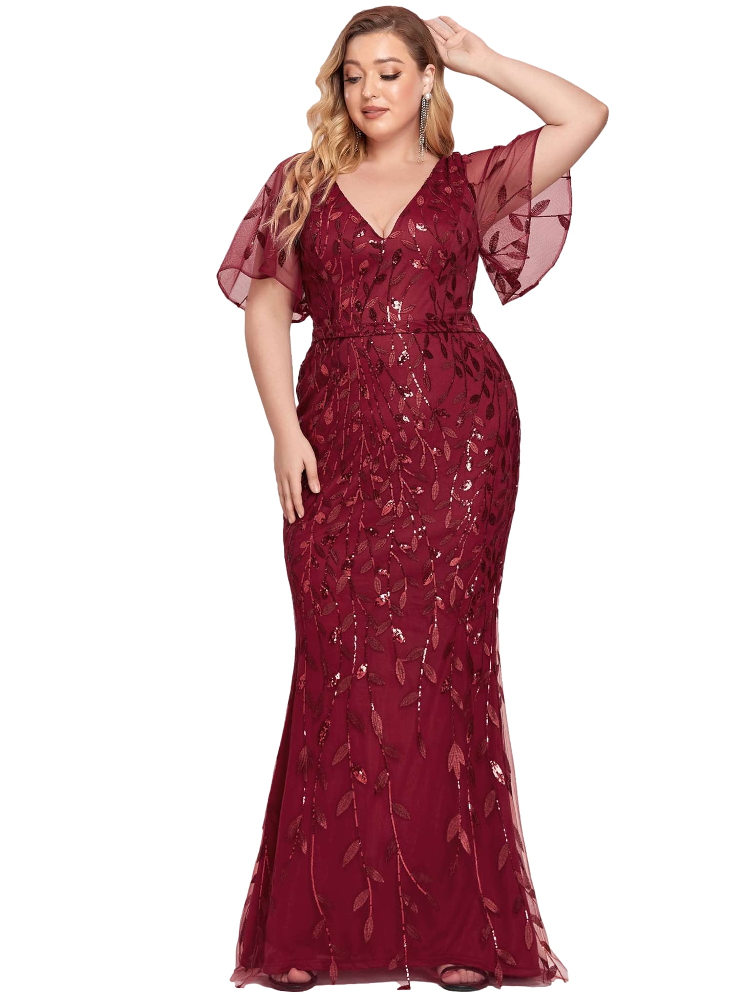 Burgundy Plus Size Prom Dresses Mermaid
