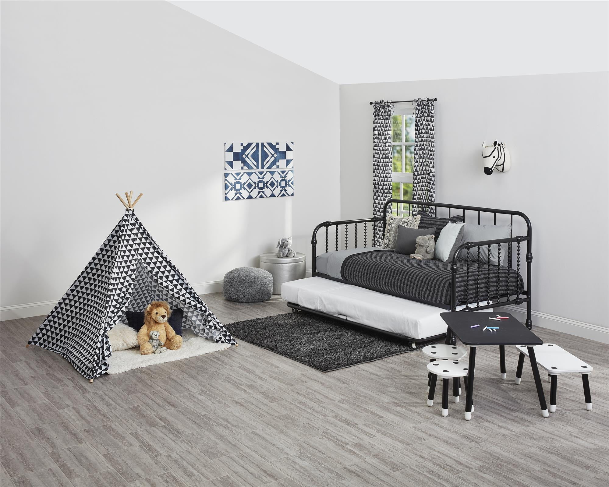 Little Seeds Monarch Hill Wren Metal Daybed with Trundle Twin Black Walmart