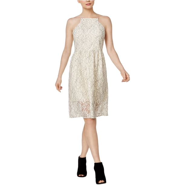 Vestido Ajustado y Acampanado Kensie Encaje Espalda Cruzada Mujer Blanco Roto Grande