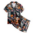 thumbnail image 4 of Leey-World Toddler Halloween Pajamas Girl Satin Pajamas Set for Girl Halloween Pjs 2 Piece Short Sleeve Button-Down Shirt with Shorts, 4 of 5