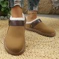 thumbnail image 3 of Slippers for Women Furry Lined Winter Clogs Trendy Buckle Strap Slip on House Shoes Antislip Platform Lug Sole Casual Slides Khaki Size 6.5, 3 of 6