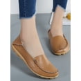 thumbnail image 5 of Frontwalk Womens Flats Leather Loafers Slip On Casual Shoes Walking Breathable Moccasins Women Comfort Nurse Shoe Light Brown 4, 5 of 5