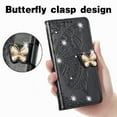 thumbnail image 2 of Allytech Compatible with Google Pixel 8 Case Embossed Diamond Butterfly Glitter Bling Case with Card Holder Stand Flip Wallet Shockproof Protective Cover for Google Pixel 8 5G Crystal Black, 2 of 9